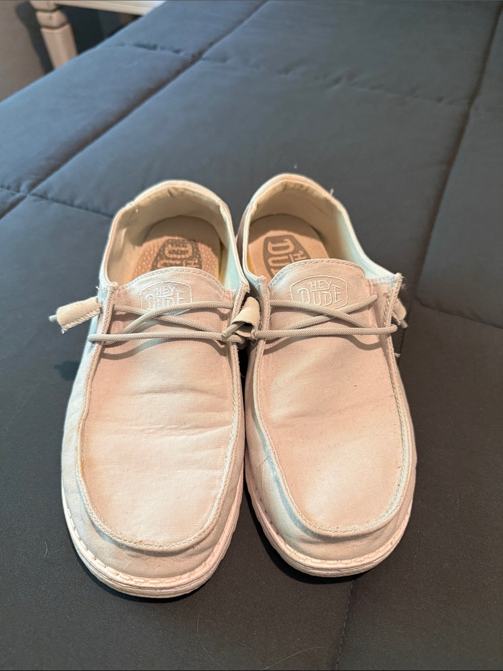 Wendy Slub Canvas Hey Dude Women's Slip-On Loafers in Light Gray